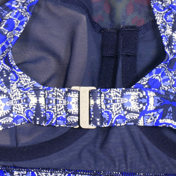 Athleta Blue Baja Bra High Neck Bikini Top Size 34 B C Criss Cross Underwire - Picture 7 of 10